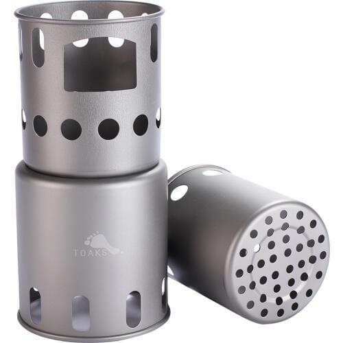TOAKS Outdoor Camping Hiking Backpacking Ultralight Titanium Wood Stove Burning Stove (Large) Outdoor Titanium Ti Cooking System