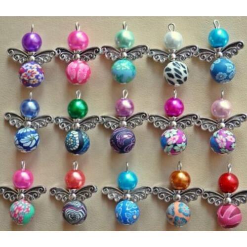 Vintage Silver Fairy Wings Mixed Clay Flower Beads Charms Pendant For Jewelry Making Bracelet Handmade Accessories Gift new