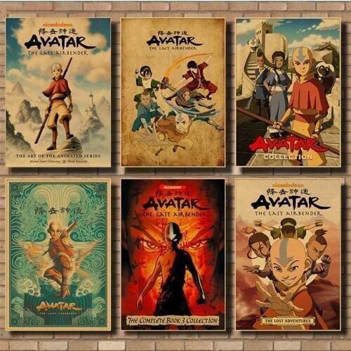 Vintage kraft paper Posters and Prints Avatar The Last Airbender Aang Fight Anime Poster Wall Art Picture Home Decor 42*30cm