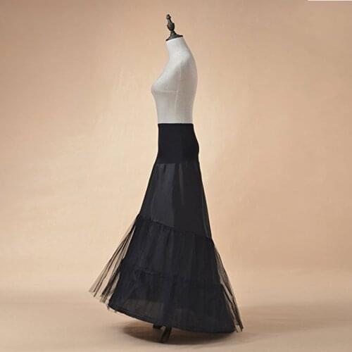 Black White 2 Hoops Mermaid Wedding Petticoats Tulle Underskirt Crinoline Long Bridal Petticoats Wedding Accessories