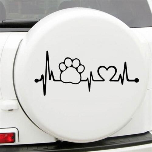 Funny Car Sticker Heartbeat Dog Paw Creative Motorcycle Car Styling Bumper Trunk Window Body Sticker Decal Decoration