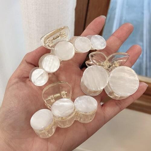 Elegant Women Hair Claw Crab Bath Hairpin White Clip Styling Tools Barrettes for Girls INS Korean Headwear Lady Hair Accessories