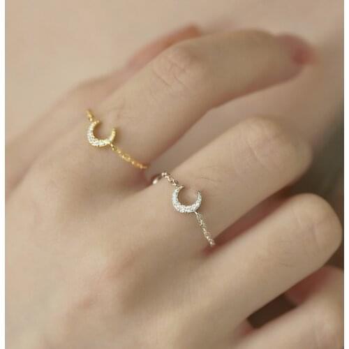 925 Sterling Silver Moon Finger Ring For Women Girls Retro party Wedding Jewelry Accessories Anillos Mujer jz428