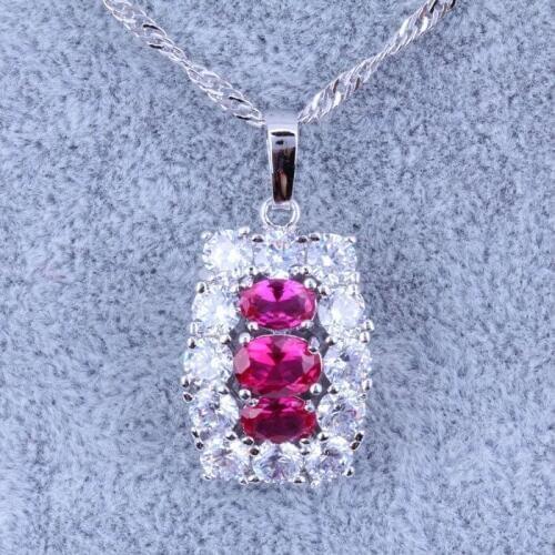 Love Monologue Flawless Red & White Cubic Zirconia Silver Color Necklace Pendants for Women X0379 Fast Shipping & Jewelry Bag