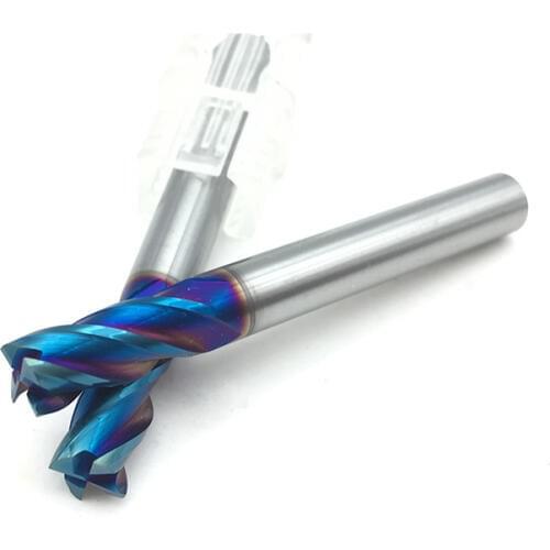 1PC 6mm End Mill HRC65 4 Flute D6*15*50 50mm Long Fattened End Mills Straight Slim Shank nACo-Blue Coated Milling Cutter
