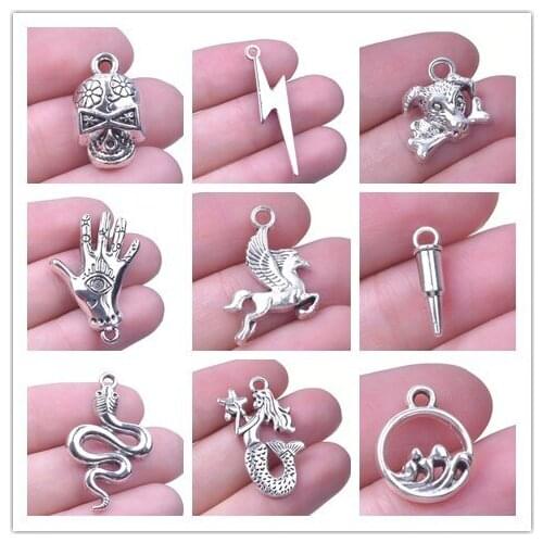 10pcs Alloy Charm Pendants For Jewelry Making Necklace Earring Accessories Horse Skull Hand Charm Snake Animal Handmade Material
