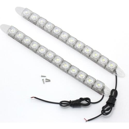 2pcs 12 LED DRL Car Bulb 12V Super Bright COB Chips DRL Daytime Running Light Flexible Strip Lights Fog Lamp for Auto Car