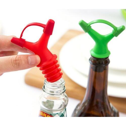 2pcs/lot Double Oil Bottle Mouth Stopper Sauce Bottles Nozzle Caps Wine Stopper Pour Liquid Guiding Device KX 011