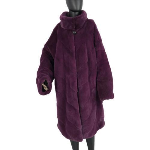 Real Fur Mink Coat For Women 2019 new long batwing-sleeved real fur coat standing collar Bat Type Loose Mink Fur Coats Long nat