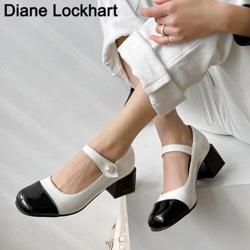 2021 New Fashion High Heels Patchwork Pumps Women Dress Shoes Knot Mixed Color Round Toe Boat Shoes Square High Heeled Shoe 32