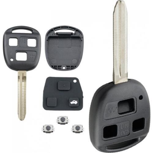 3 Buttons Car Remote Key Shell with TOY43 Blade / Rubber Button Pad and 3 Micro Switches Fit for Toyota