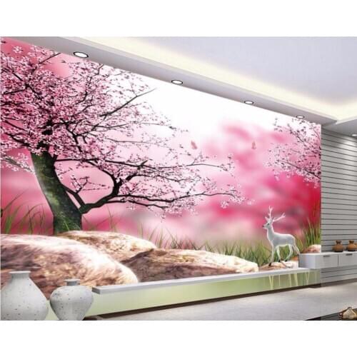 Custom photo 3d room wallpaper Non-woven mural Under the cherry trees decoration painting 3d wall murals wallpaper for walls 3 d