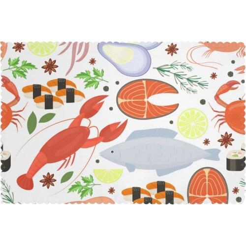 Table Mats Drink Coaster Table Placemats Seafood Spices Coffee Mug Cup Coasters 6 PCS Non-slip Pads