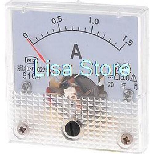 White DC 1.5A Range Analog AMP Current Panel Meter Ammeter Gauge