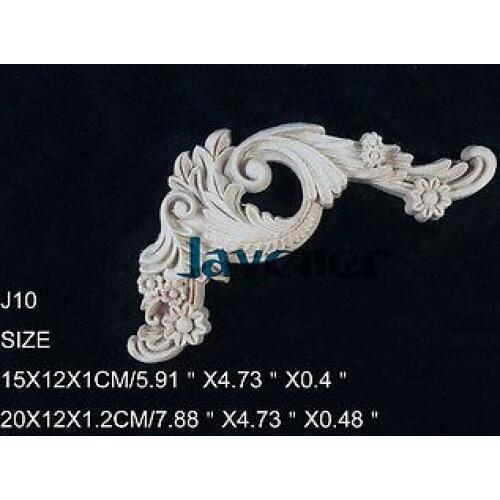 J10- 15x12x1cm Wood Carved Corner Onlay Applique Unpainted Frame Door Decal Working carpenter Flower