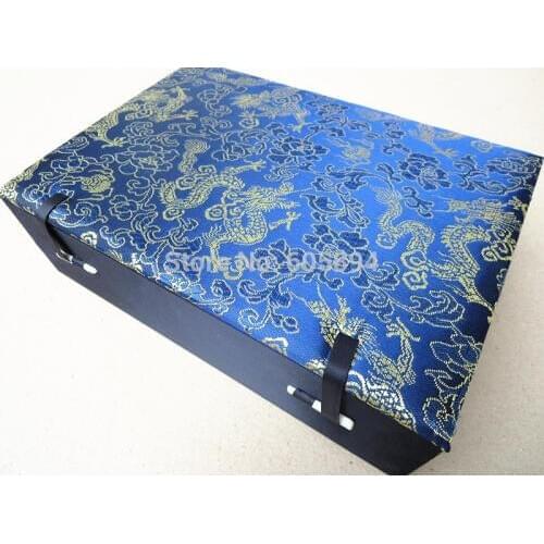 Cotton Filled 6 Grid Slot Wood Storage Box Collection Decorative Chinese Silk Brocade Gifts Crafts Jewelry Packaging Case