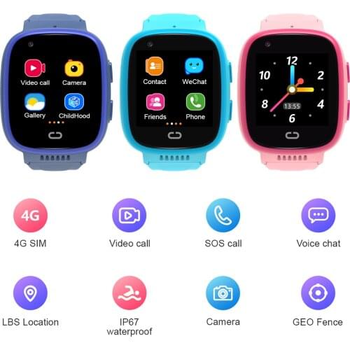Childrens Smart Watch SOS Phone Watch Smartwatch For Kids 4G GPS Waterproof IP67 Kids Gift For IOS Android Kids Smartwatch
