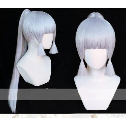Genshin Impact Kamisato Ayaka Wig Lovely High Ponytail Wigs Halloween Cosplay Props