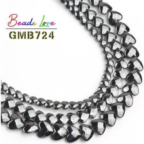 Faceted Black Love Heart Hematite Beads Natural Stone Loose Spacer Beads For Jewelry Making DIY Bracelet Necklace Earrings 15