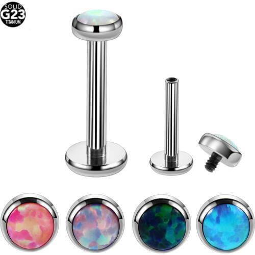 H-S 1PC G23 Titanium Opal Labret Stud Rings Lip Bars Sexy Charming Ear Cartilage Tragus Piercing For Unisex Jewelry 16g