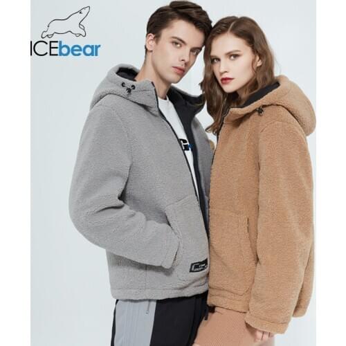 Icebear 2020 winter new womens jacket short cotton coat polar fleece jacket unisex brand clothing MWC20966D