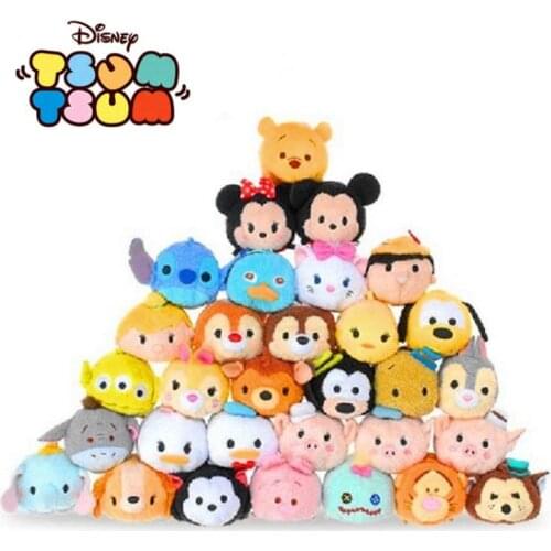 Disney 9cm Tsum Mickey Winnie Alice Tiger Pluto Anime Figure Toys Plush Dolls Child Birthday Gift