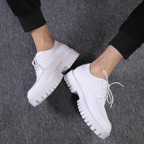 Italian brand designer mens fashion party banquet dresses cow leather shoes gentleman black white platform shoe hommes chaussure