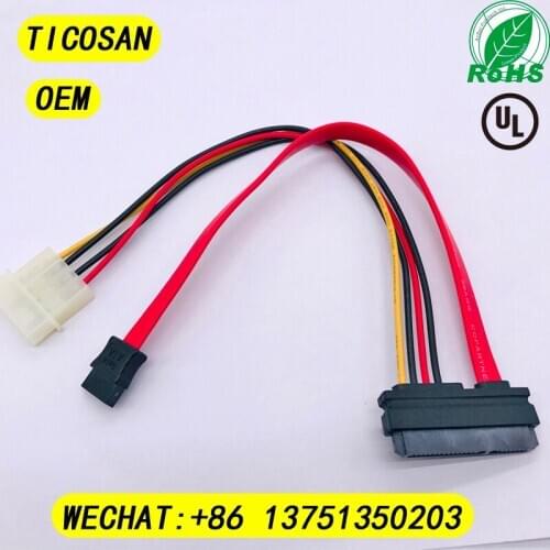 TICOSAN 7+15 Pin SATA FMale to Molex IDE 4 Pin Female SATA 7P FMALE Adapter Power Cable For Computer Hard Drive OEM ODM