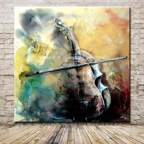 Mintura Europe Artist Hand painted Modern Abstract Cello Oil Painting On Canvas Wall Art Picture For Living Room Home Decoration