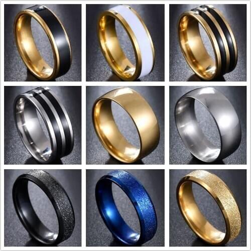 New Black Simple Glossy Frosted Men Ring 100% Titanium Steel Mens Jewelry Elegant Wedding Bands Classic Boyfriend Gift