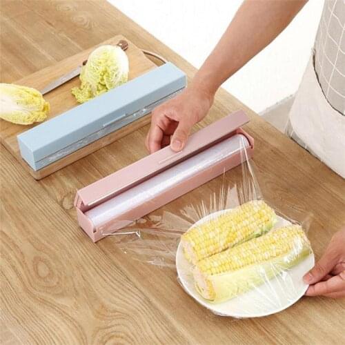 Preservative Cling Film Cutters 1Pcs Cling Food Wrap Cutter Plastic Wrap Dispenser Storage Holder Simple Style Kitchen Organizer