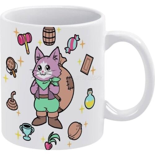 Cat Merchant Neko. Secret of Mana ( White ) White Mug 11oz Ceramic Tea Cup Coffee Mug Friends Birthday Gift Secret of Mana Som P