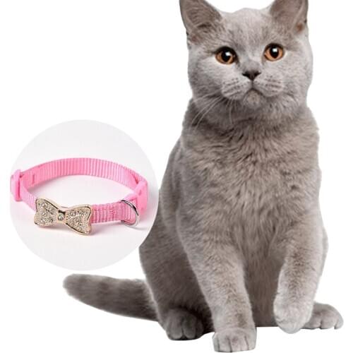 Cat Bowtie Collar Adjustable Kitten Safety Collar Puppy Collar With Bow Tie Buckle Design Nylon Pet Accessories Easy To Wear