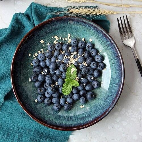 Retro Creative Ceramics Steak Plates Porcelain Round Nordic Dinnerware Salad Plates Vaisselle Servies Table Decoration EK50CP