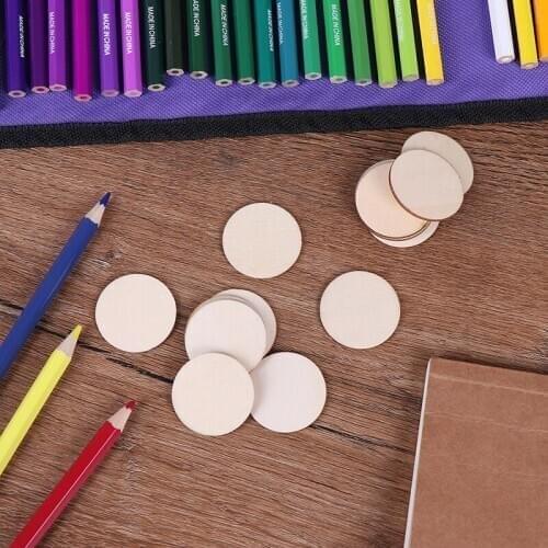 50x DIY Natural Blank Wood Pieces Slice Round Unfinished Crafts Wooden Discs