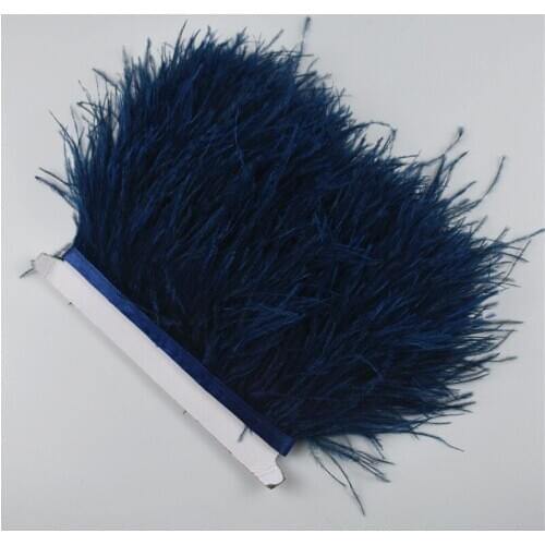 1M 5M 10Meter 8-10CM Navy ostrich feathers trims Ribbon Fringe White ostrich feather For Craft ribbon for skirt clothing Plumes