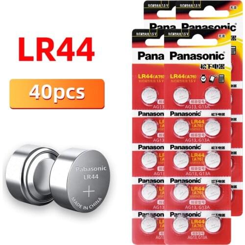 Panasonic 100% Original 40pc 1.5V Button Cell Battery lr44 Lithium Coin Batteries A76 AG13 G13A LR44 LR1154 357A SR44