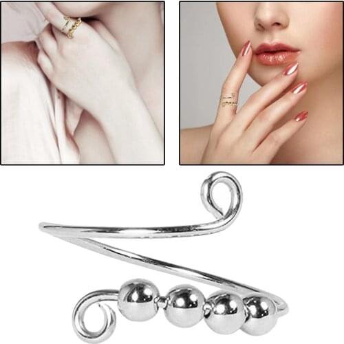 Beaded Copper Ring, Adjustable Opening Anti-Anxiety Rotatable Ring, Relieving Boredom Stress Index Finger Ring Jewellery