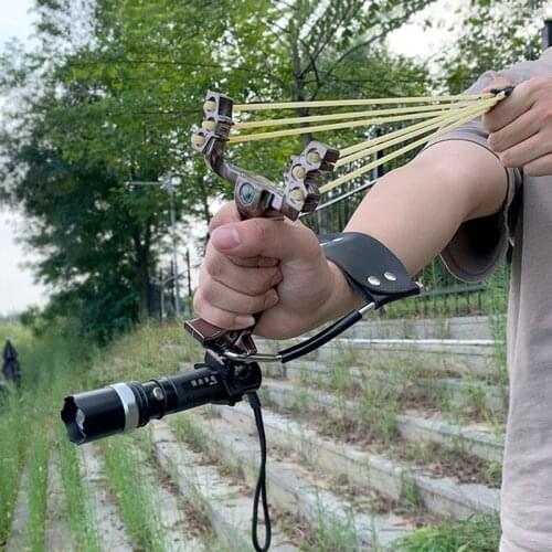 Powerful Slingshot with Folding Wrist Support Outdoor Hunting Slingshot Heavy Fishing Hunting Big Slingshot Catapult