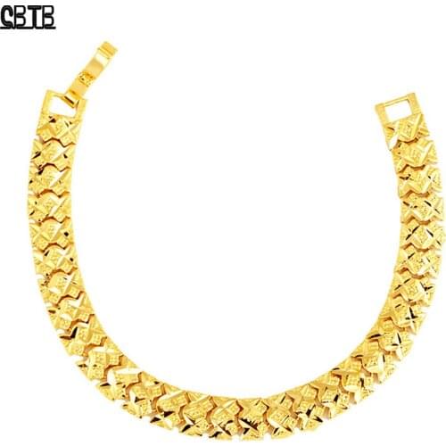 Islamic Muslim Thicken Golden Fashion Female Charm Bracelet African Bride Wedding Party Luxury Jewelry Holiday Gift