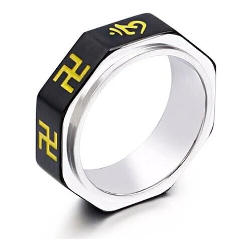 Individual ethnic wind stainless steel ring Mens titanium steel ring six-word mantra retro ring jewelry