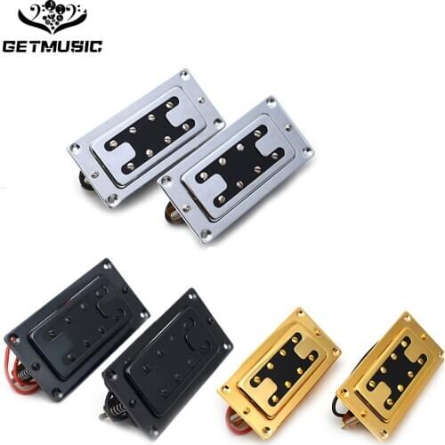 A Set Mini Style Two Line 8 Hole Electric Bass Humbucker Pickup Neck/Bridge Pickup Black/Gold/Chrome
