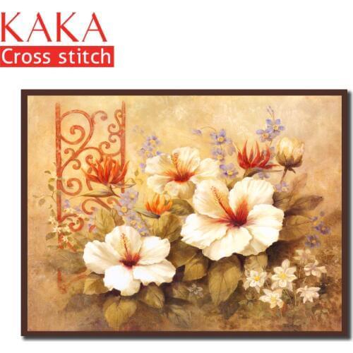 Cross stitch kits,Embroidery needlework sets with printed pattern,11CT-canvas for Home Decor Painting,Flowers Full NCKF030