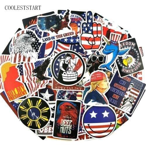 50 Pcs/Pack USA Series Graffiti Stickers American Flag For Laptop Refrigerator Motorcycle Bicycle Suitcase Toys Sticker