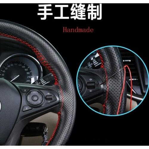 Genuine Leather Car Steering Wheel Cover Universal For Toyota wishes mark x supra gt86 4runner avensis Camry RAV4 Prado