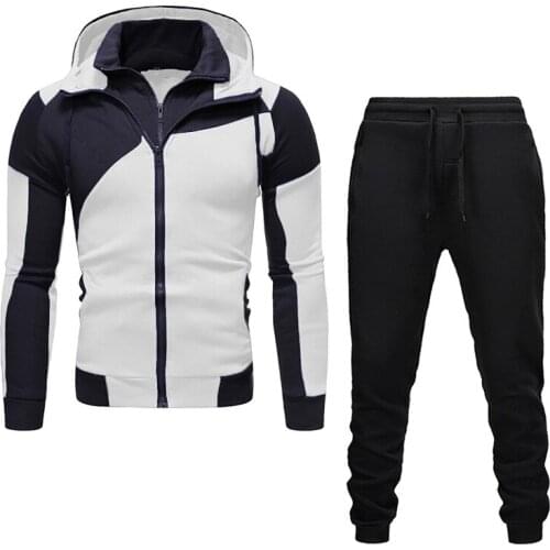 2020 New Fashion Mens Fieece Hooded Thick Warm Sportswear Hooded Track Suit Mens Fitness Sportswear Zipper Cardigan Suit