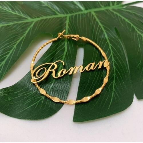 New Fashion Custom Name Earrings Letter Date Earrings Women Custom Cursive Nameplate Round Earring Bridesmaid Gift Women Jewelry