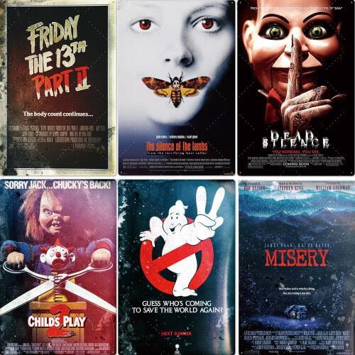 Poster Vintage Horror Posters Metal Horror Movie Poster Cinema Decor Hobby Bedroom Wall Decoration 20x30 cm