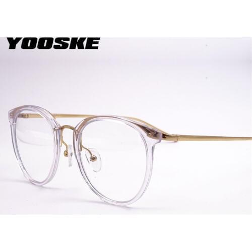 YOOSKE Clear Round Glasses Frames Women Fashion Transparent Optical Eyeglasses Female Oversized Spectacles Myopia Frame Unisex