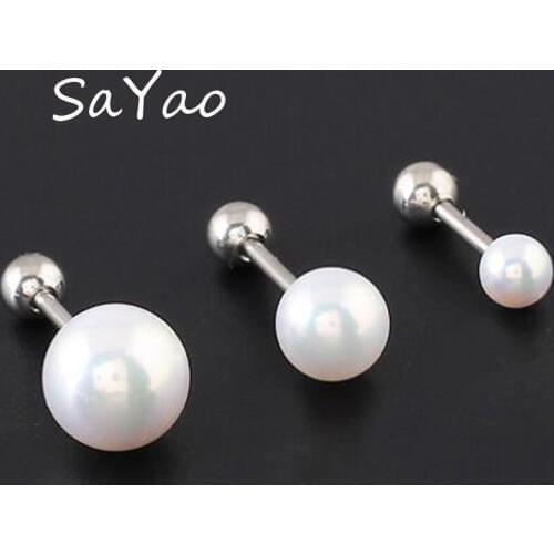 2 Piece 1.2x6x5mm White Simulated Pearl Barbell Earring Cartilage Piercing Helix Ear Piercing Tragus Earring Bone Jewelry